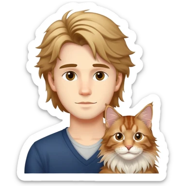 handsome boy with Maine Coon sticker