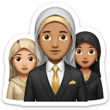 polygynie 1 man 3 veiled women sticker