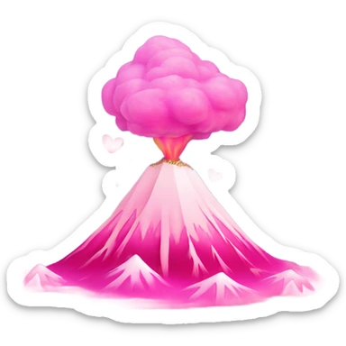 Pink ombre erupting volcano with hearts and glitter  sticker