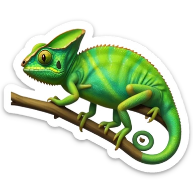A hyper-realistic green chameleon  sticker