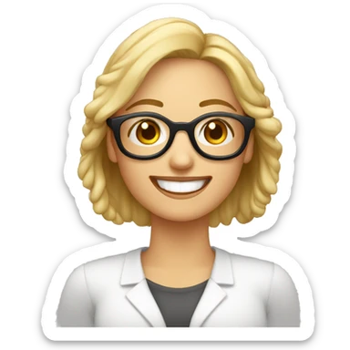 profesora rubia de pelo corto con gafas redondas muy sonriente sticker