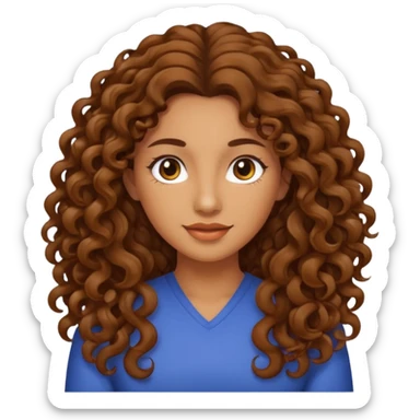 Mujer piel canela y pelo rizado largo  sticker