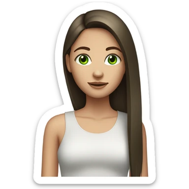 brunette teenage girl wirh straight hair and green eyes sticker