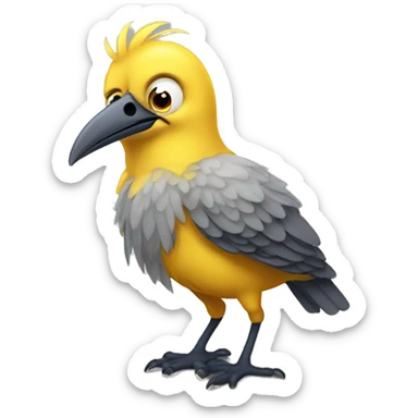 generate a derpy looking bird that is a small version of big bird, looks cute but foolish sticker