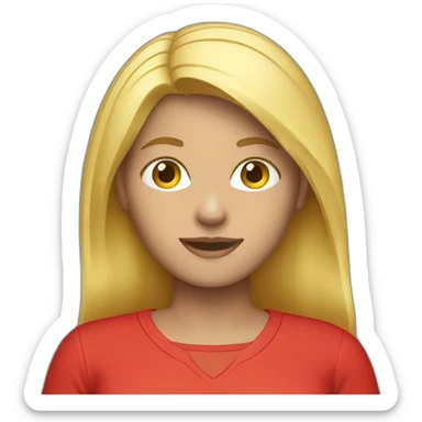 blonde woman casual clothing red shirt sticker