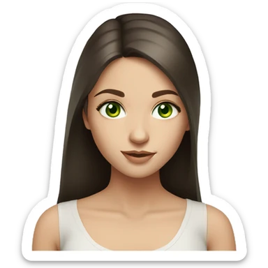 Beautiful Russian girl green eyes straight very long dark brown hair  sticker