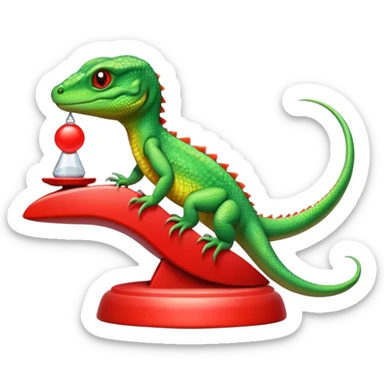 Lizzard pressing red button sticker