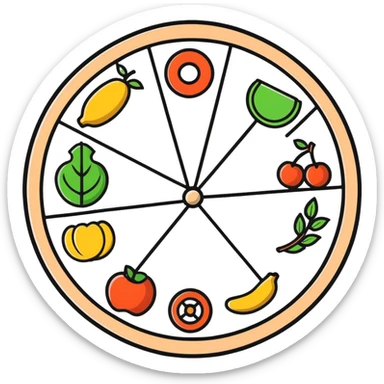 balanced lifestyle wheel with movement, nutrition, rest, and vitality sticker