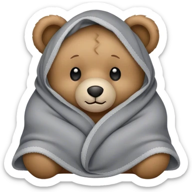 Teddy bear wrapped in a blanket sticker