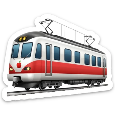 modern passenger train, white color, apple emoji style sticker