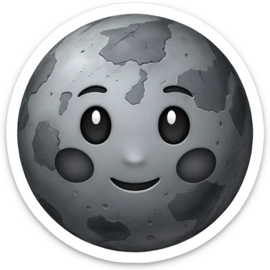 planet Mercury as a round, rocky gray ball with a slightly uneven stony surface, soft transitions between light and dark gray, emoji style, smoother overall look sticker