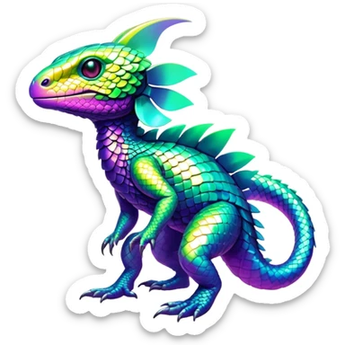 Tropical futuristic lush cool edgy neon Fionbri-Vernid-Elgyem-creature (full body) sticker
