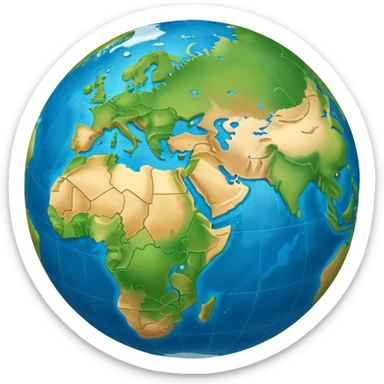 globe showing Earth with continents sticker