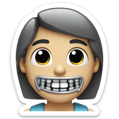 person with metal braces on teeth sticker