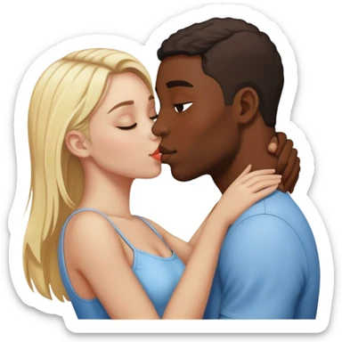 Make a black skin man kissing with blonde girl white skin  sticker