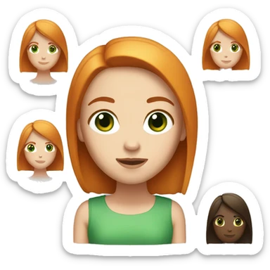 White girl with ginger bob and Green eyes  sticker