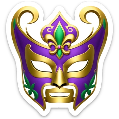 Louisiana themed luchador mask with fleur-de-lis and Mardi Gras colors (purple, green, gold) sticker