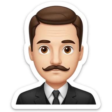 Brown mustache and slicked back hair man  sticker