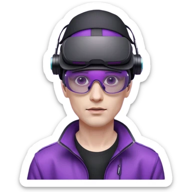 Cyberpunk man fappy head 3d puruple cyber VR -glasses only face sticker