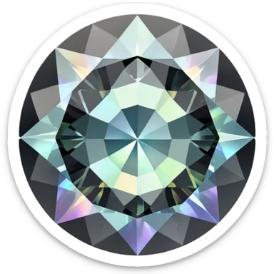round cut gemstone with iridescent shine, smoky grey color, brilliant facets sticker