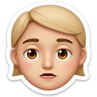 insecure face emoji, eyes looking sideways, small frown, blushing cheeks sticker