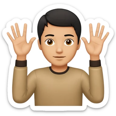 Make an emoji of a guy holding up two hands out like they're giving someone something or someone's giving them and right over those hands put six and seven on one hand each sticker