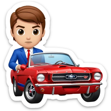 Spider-Man driving a 65 black fastback Mustang sticker