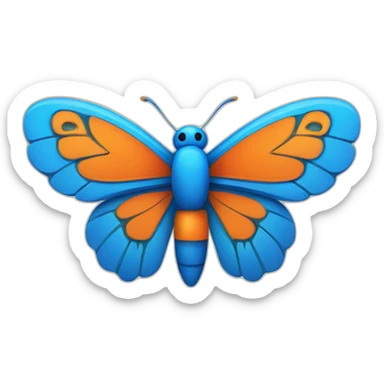 6 Tiki with colors blue and orange-butterfly sticker