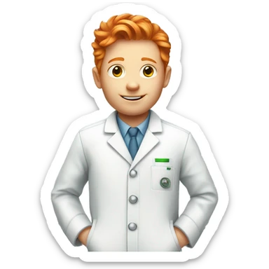 ginger hair boy in chemistry suit  sticker