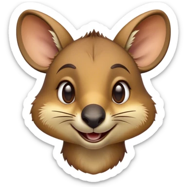 Cinematic Comical Wallaby Portrait Emoji, Head tilted dramatically with an exaggeratedly amused expression, featuring a striking tan and brown fur with wide, expressive eyes filled with playful disbelief, Simplified yet hilariously expressive features, highly detailed, glowing with a slightly sassy glow, high shine, dramatic yet playful, stylized with an air of cheeky outback mischief, bright and endearing, soft glowing outline, capturing the essence of a spirited and over‐the‐top wallaby, so meme‐worthy it feels like it could bounce its way into internet fame instantly! sticker