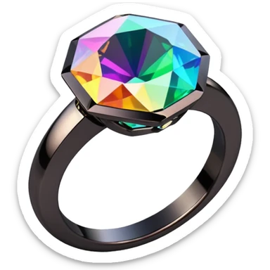 Multichrome coloringshifting 3D diamond, Black chrome ring
 sticker