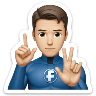 Reed Richard’s from the Fantastic 4 holding up 4 fingers thumb down out in front of himself  sticker
