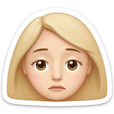 minimal flat emoji of a slightly tired face,
soft droopy eyes,
subtle under-eye shadow,
neutral mouth expression,
gentle exhaustion but not sad,
muted pastel colors,
modern health tracking app style,
transparent background,
vector illustration
 sticker
