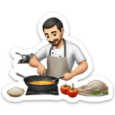 Azerbaijani man cooking an ostrich sticker
