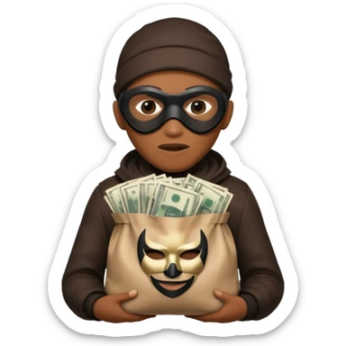 Ladrão com saco de dinheiro emoji eveito Mandela sticker