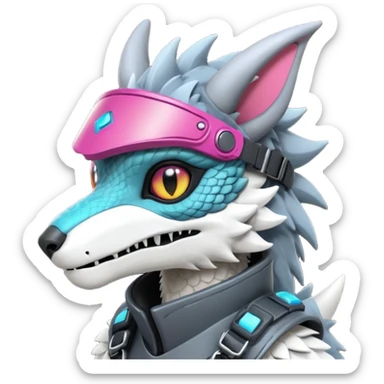 Cool gothic cute badass Scaley cyber-Vernid-Protogen-Dutch-Angel-Dragon-Sergal-Trico-Fursuit-furry-fursona sticker
