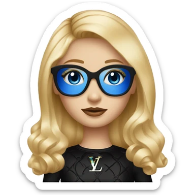 Blonde girl with Louis Vuitton monogram purse in tight short all black dress bright blue eyes  sticker