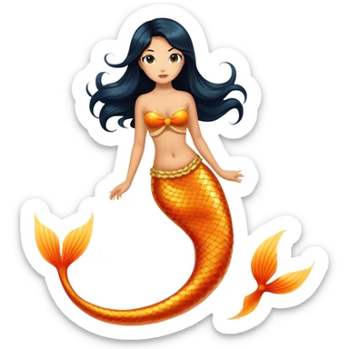 full body koi mermaid woman with tanned skin and long black hair sticker