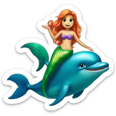 mermaid and dolphin sticker