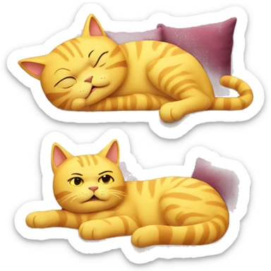 lazy yellow cat lie in sofa sticker