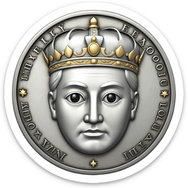 old silver coin with emperor sticker