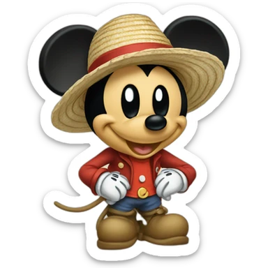Mickey mouse with strawhat sticker