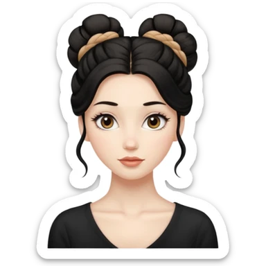 Fullbody nude tall very beautiful white pale young woman very beautiful face , almond eyes long lashes, wavy  black hair in a bun i big boobs, big ass, bushy pussy, bending over a bed, moaning , nude no clothes , but very skinny, full nude sticker