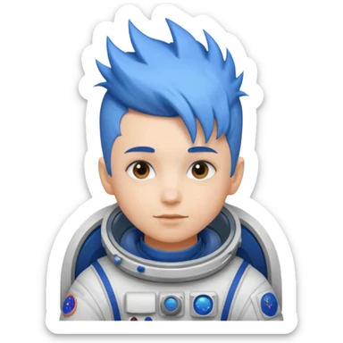 astronaut with short blue mohawk hair non helmet sticker