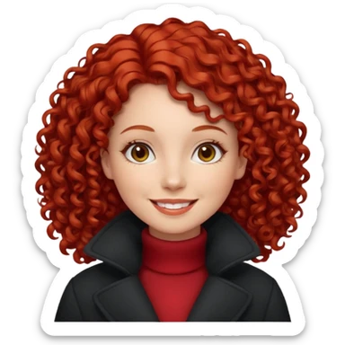 Woman with Red Curly Hair – Red curly hairstyle, wearing red dress wearing winter clothes




 sticker