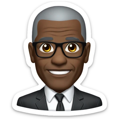 deon sanders with suit and glasses and buzz cut and small eyes over 50 shadow sticker