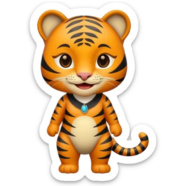 Hace un memoji de un Tigre vestido de gala, con smokin negro y feliz sticker