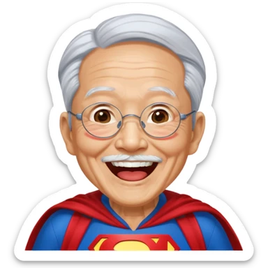 Laughing crazily elderly Chinese superman  sticker