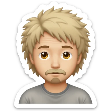 scruffy hair bum face sticker