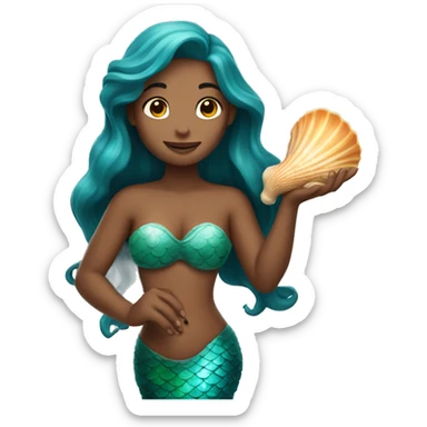 mermaid holding seashell sticker